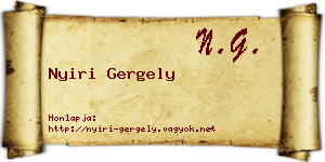 Nyiri Gergely névjegykártya